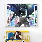Dessin animé Batman Sticker Mural Pour Enfants Chambres Décor À La Maison Mur Art Effet 3D Cassé Fenêtre Sticker D'anniversaire Cadeau Affiche Murale