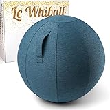 Siège Ballon WHIBALL pour Assise Ergonomique - Conçu pour Le Bureau et la Maison - Seat Ball Ø 65cm - Tissu d’ameublement résistant et indéformable - Ideal pour Une Assise Tonic & Dynamique ( Bleu )