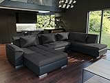 Tendencio Canapé d'angle panoramique Convertible Lemon Gris foncé-Noir Style Moderne et Design Angle Droit