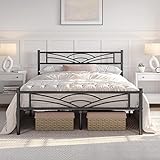 Yaheetech Lit Simple Cadre de lit en Métal Assemblage Simple pour Petits Espaces Adultes 140x200cm Noir