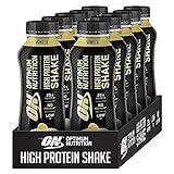 Optimum Nutrition ON High Protein Shake, Boisson Protéinée avec Whey Protéine sans Sucre Ajouté, Milkshake Prêt à Boire, Saveur Vanille, Carton de 10, 10x330ml