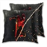 anzonto Lot de 2 taies d'oreiller à fermeture éclair Spiderman volant sur le mur la nuit pour canapé, lit, chaise, 50 x 50 cm