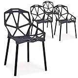 Menzzo Spider Lot de chaises, Polypropylène, Noir, Taille Unique