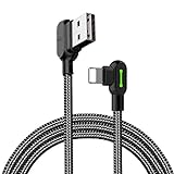 Mcdodo Angle Droit Câble USB avec LED Câble de Charge à 90 degrés Chargeur Adaptateur connecteur Sync USB Rapide réversible données,Compatible pour Phone11 Pro Max XR X 8 7 Plus (3m)