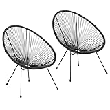 Albatros Acapulco Lot de 2 chaises noires - Chaise de jardin ou de balcon au design emblématique - Ergonomique et charge jusqu'à 120 kg - Fauteuil de salon d'extérieur ou intérieur - Fauteuil de