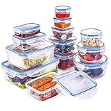 QCen Boîte Alimentaire, Lot de boîte de Conservation Alimentaire Plastique 26 pcs (13récipients+13couvercle) sans BPA, Convient pour allant au congélateur et Four à Micro-Ondes sauf Couvercle