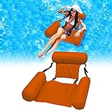 Chaise de piscine - Hamac gonflable - Lit flottant - Dossier - Piscine - Chaise d'eau - Hamac 4 en 1 - Ultra confortable - Matelas gonflable flottant (orange)