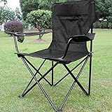 LANTUS Chaise de Camping Pliante en Plein air, siège Pliable Portable léger Chaise de Camping Pliante avec Porte-gobelet, Chaise de pêche, Chaise de Pique-Nique en Plein air,Noir-1PC
