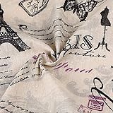 Souarts Textile Tissu Coton Lin pr Diy Patchwork Couture Motif Papillon Anglais 150x100cm (marron)